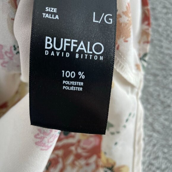 Buffalo David Bitton Floral Print Blouse L/G 100% Polyester Ivory NWT 2598 - Picture 4 of 9